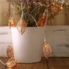 5 ft 10 LED Rose Gold Metal Leaves Fairy Lights Battery Operated Garland