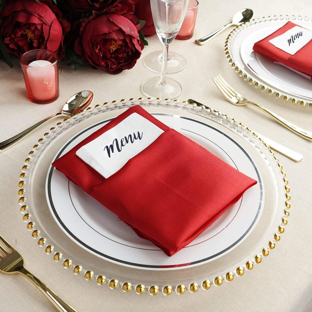 8 pcs 12" Gold Round Rimmed Glass Charger Plates
