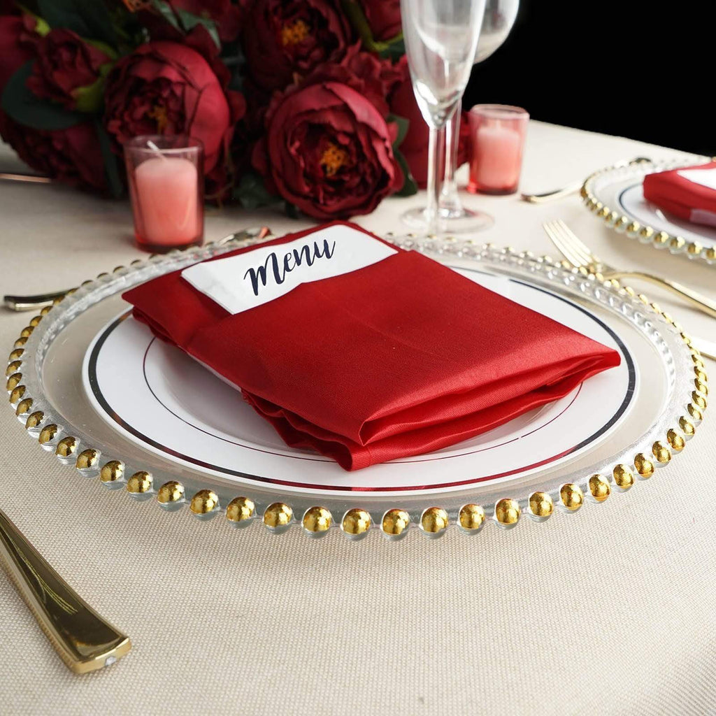 8 pcs 12" Gold Round Rimmed Glass Charger Plates