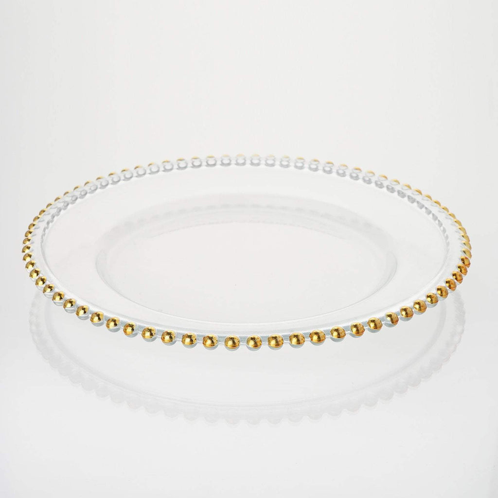 8 pcs 12" Gold Round Rimmed Glass Charger Plates