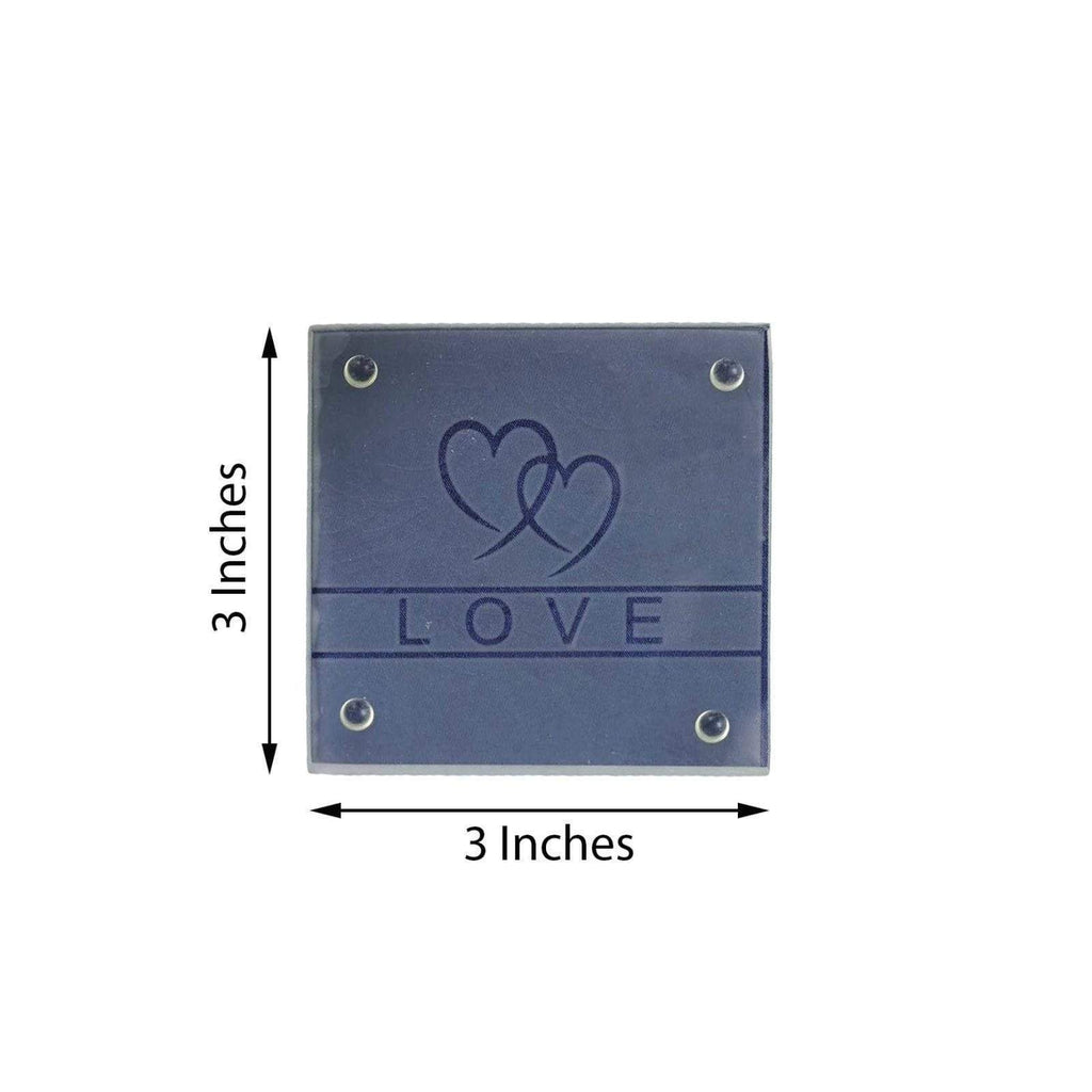 4 pcs Heart and Love Glass Coasters in a Gift Box