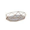 Gold 14x9 in Mirrored Metal Geometric Decorative Serving Tray