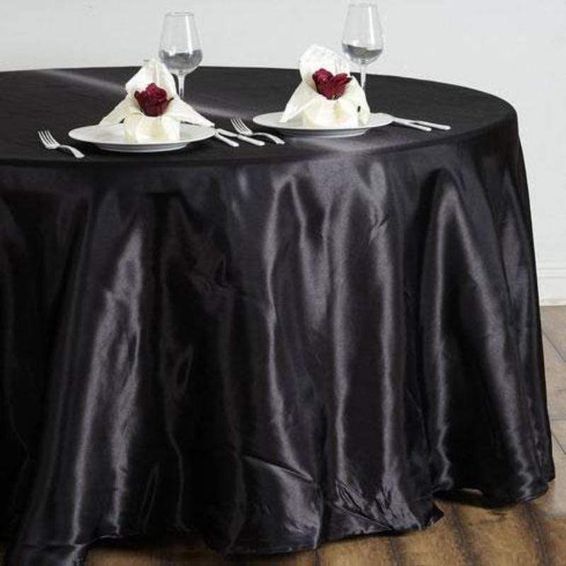 Black 108" Satin Round Tablecloth