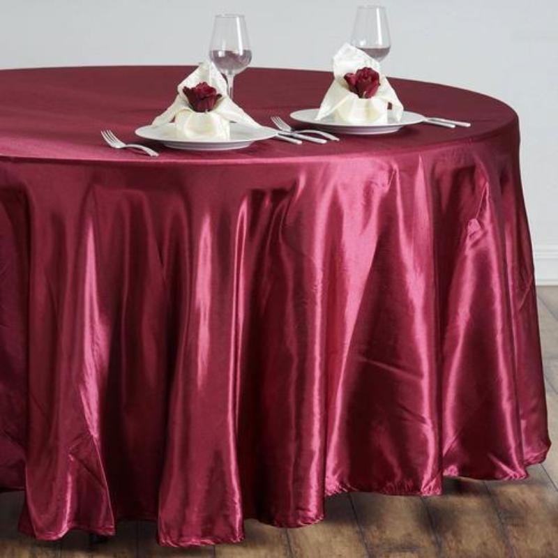 Burgundy 108" Satin Round Tablecloth