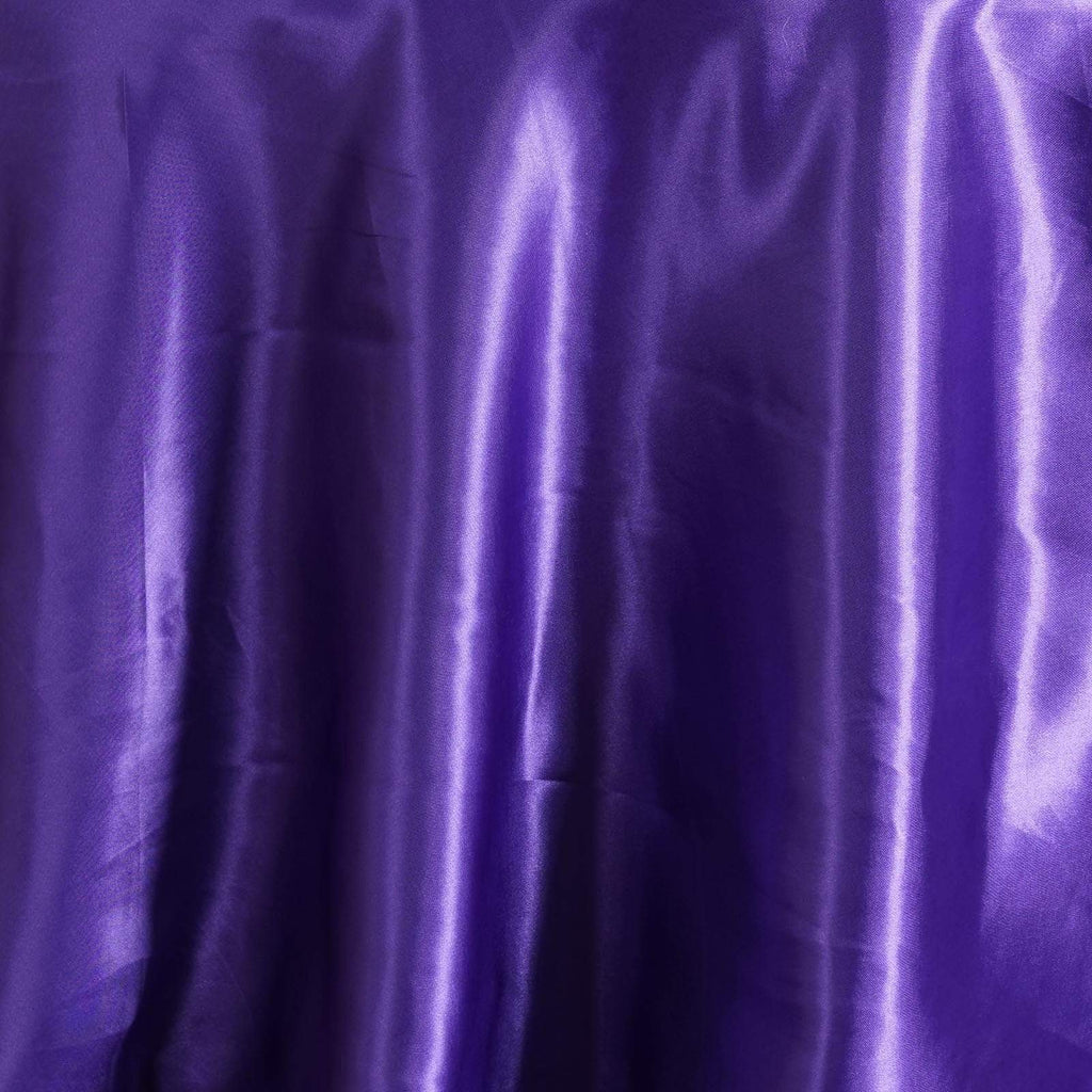 Purple 108" Satin Round Tablecloth