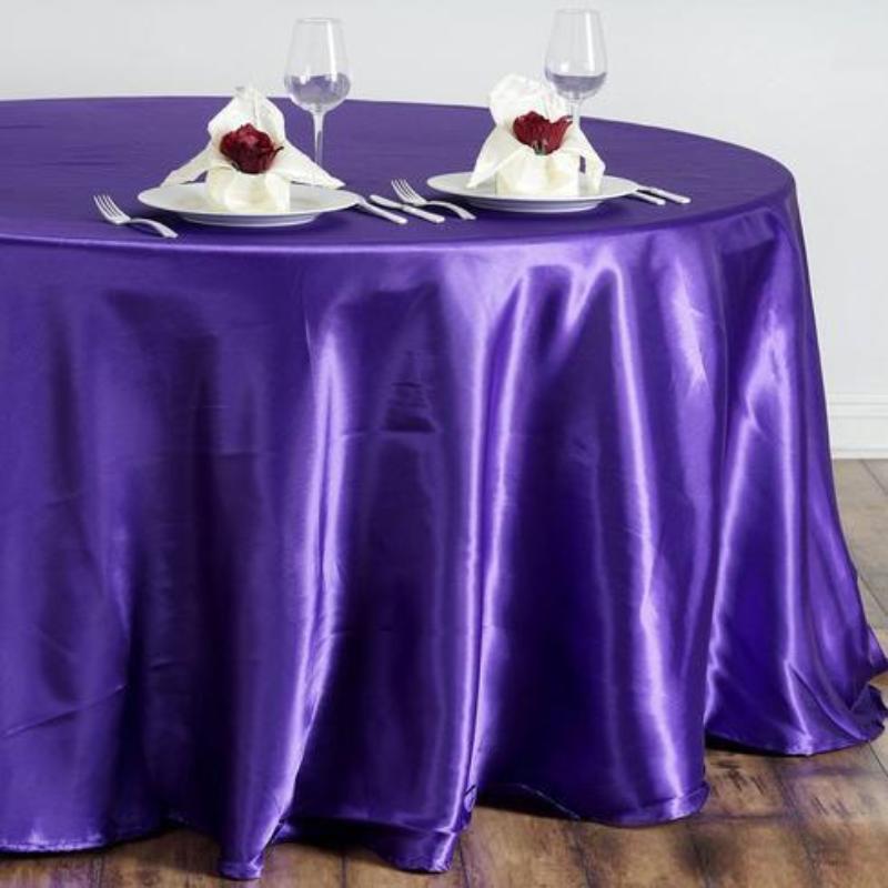 Purple 108" Satin Round Tablecloth
