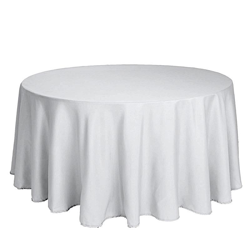 120 inch Blue Polyester Round Tablecloth