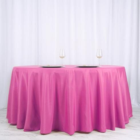 120 inch White Polyester Round Tablecloth