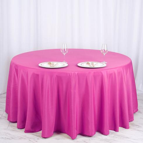 120 inch White Polyester Round Tablecloth