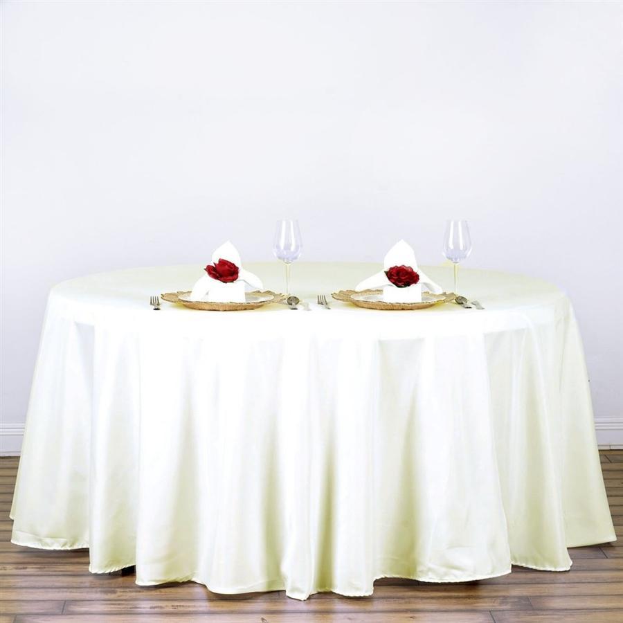 120 inch White Premium Polyester Round Tablecloth