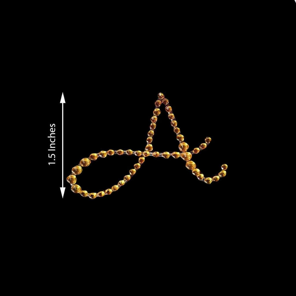 12 pcs Letter "A" Gold Rhinestones Gem Stickers