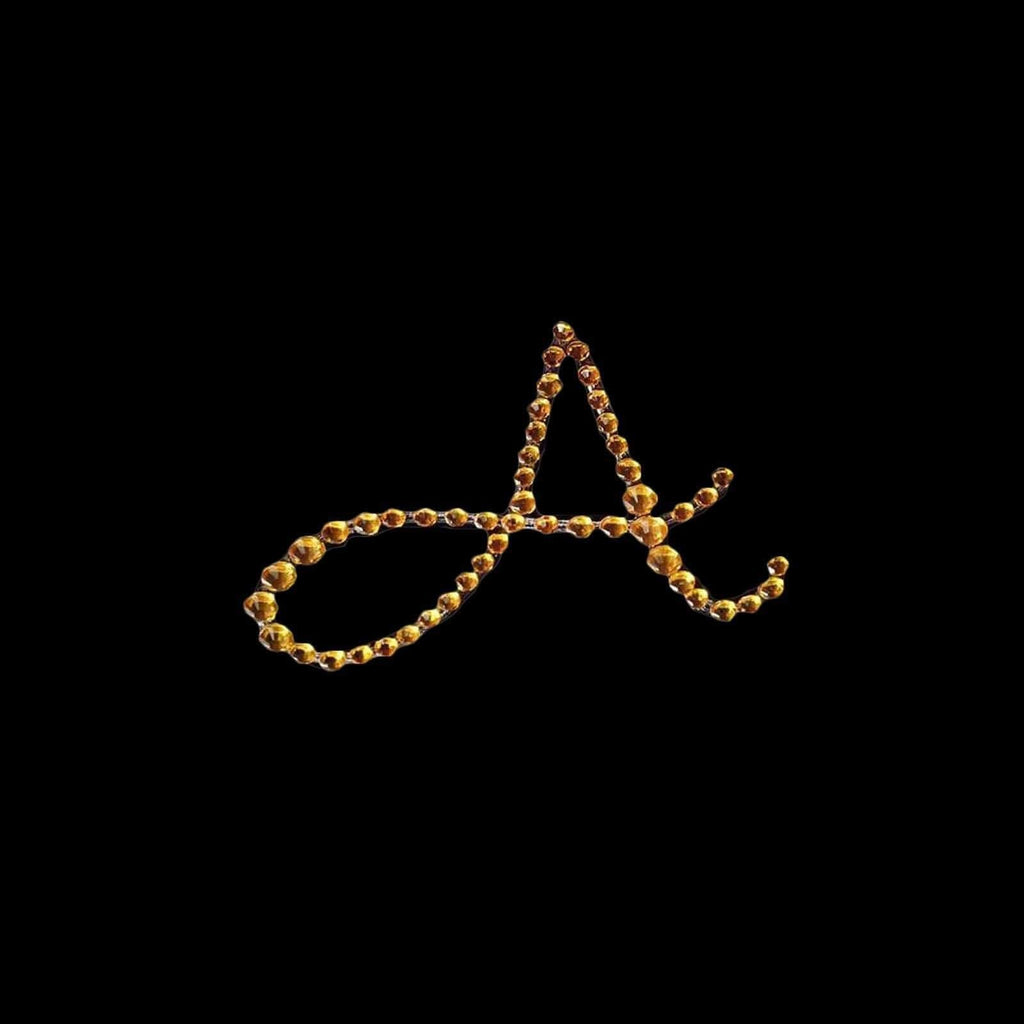 12 pcs Letter "A" Gold Rhinestones Gem Stickers