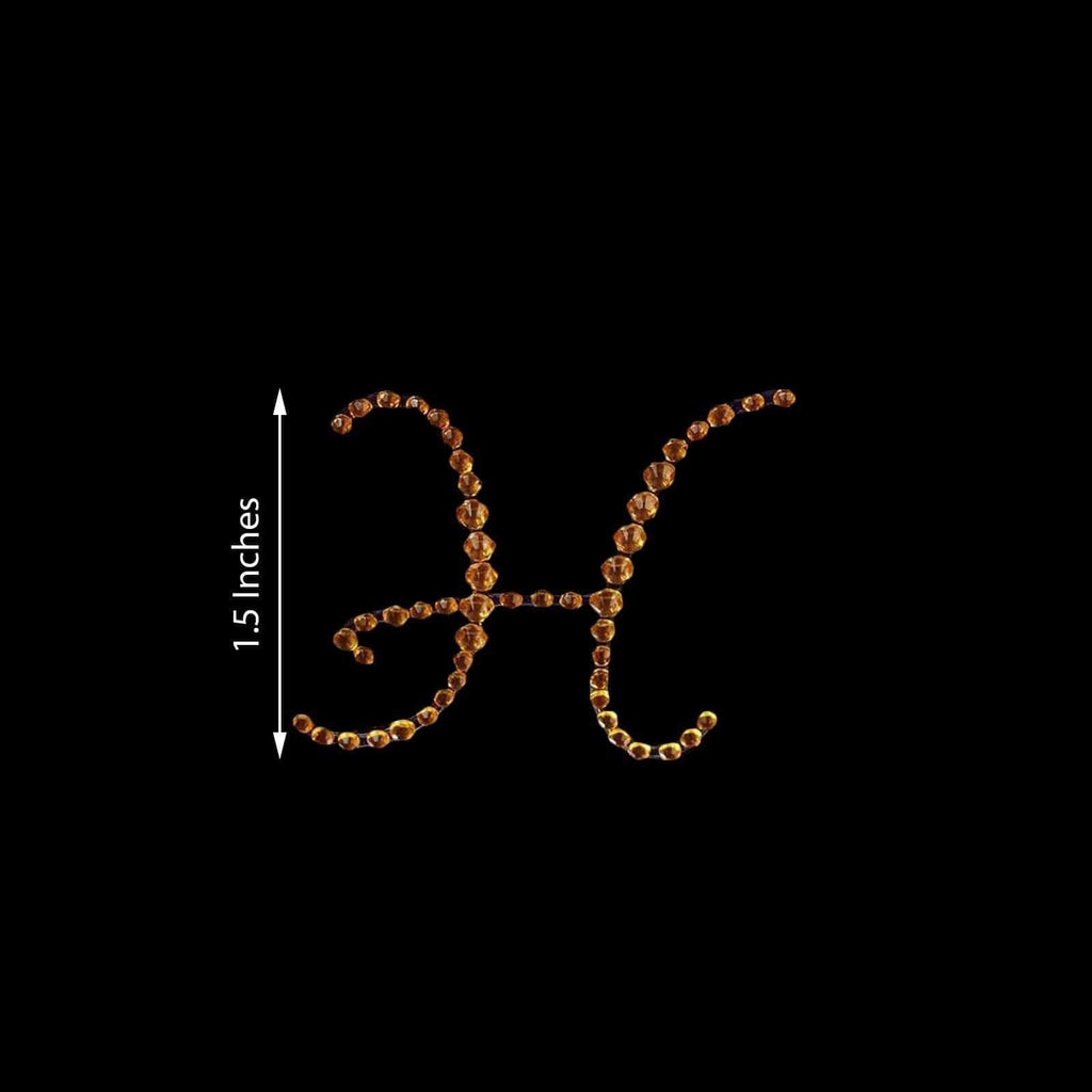 12 pcs Letter "F" Gold Rhinestones Gem Stickers