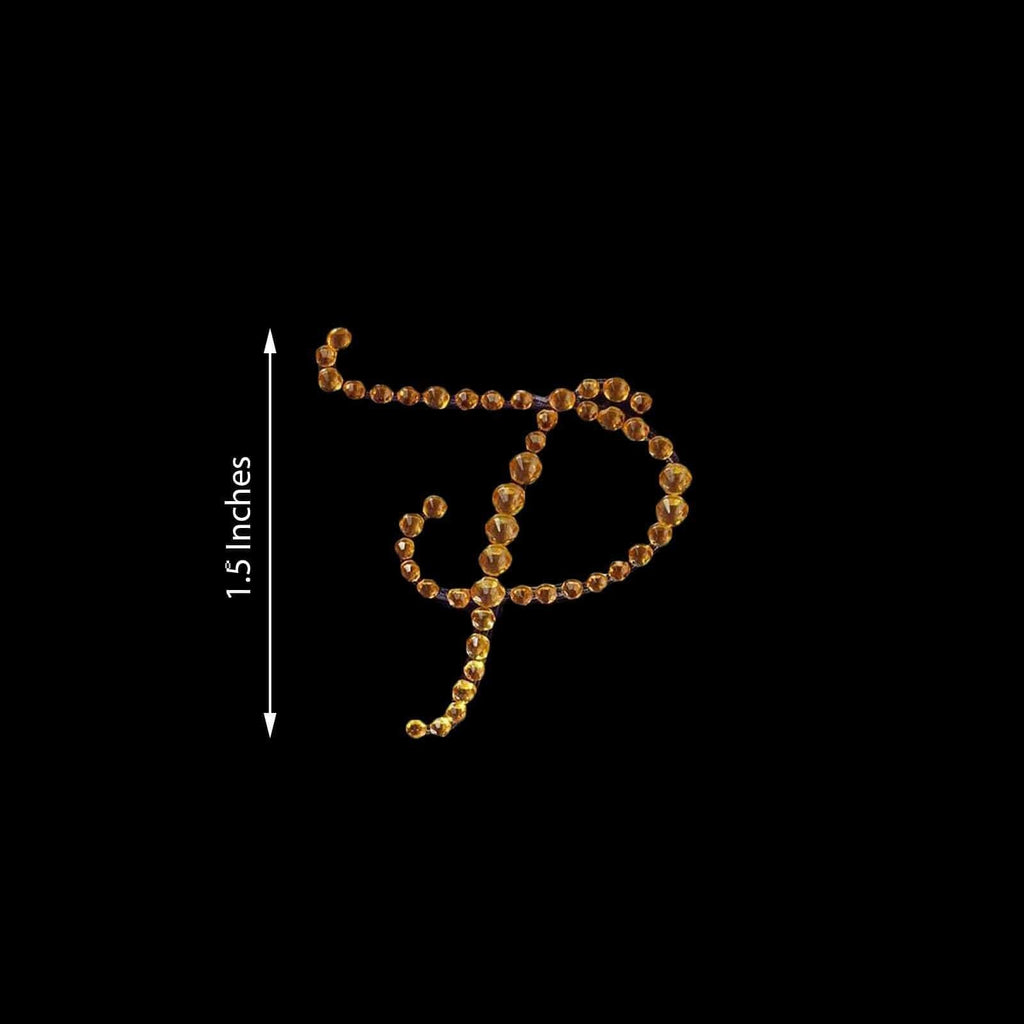 12 pcs Letter "M" Gold Rhinestones Gem Stickers