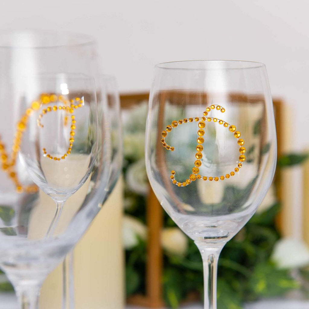 12 pcs Letter "O" Gold Rhinestones Gem Stickers
