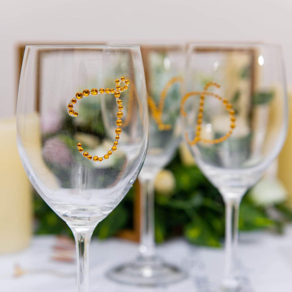 12 pcs Letter "U" Gold Rhinestones Gem Stickers