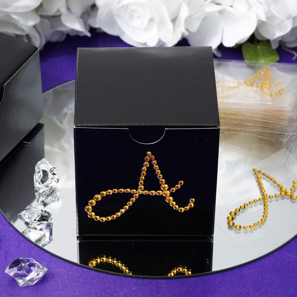 12 pcs Letter "A" Gold Rhinestones Gem Stickers