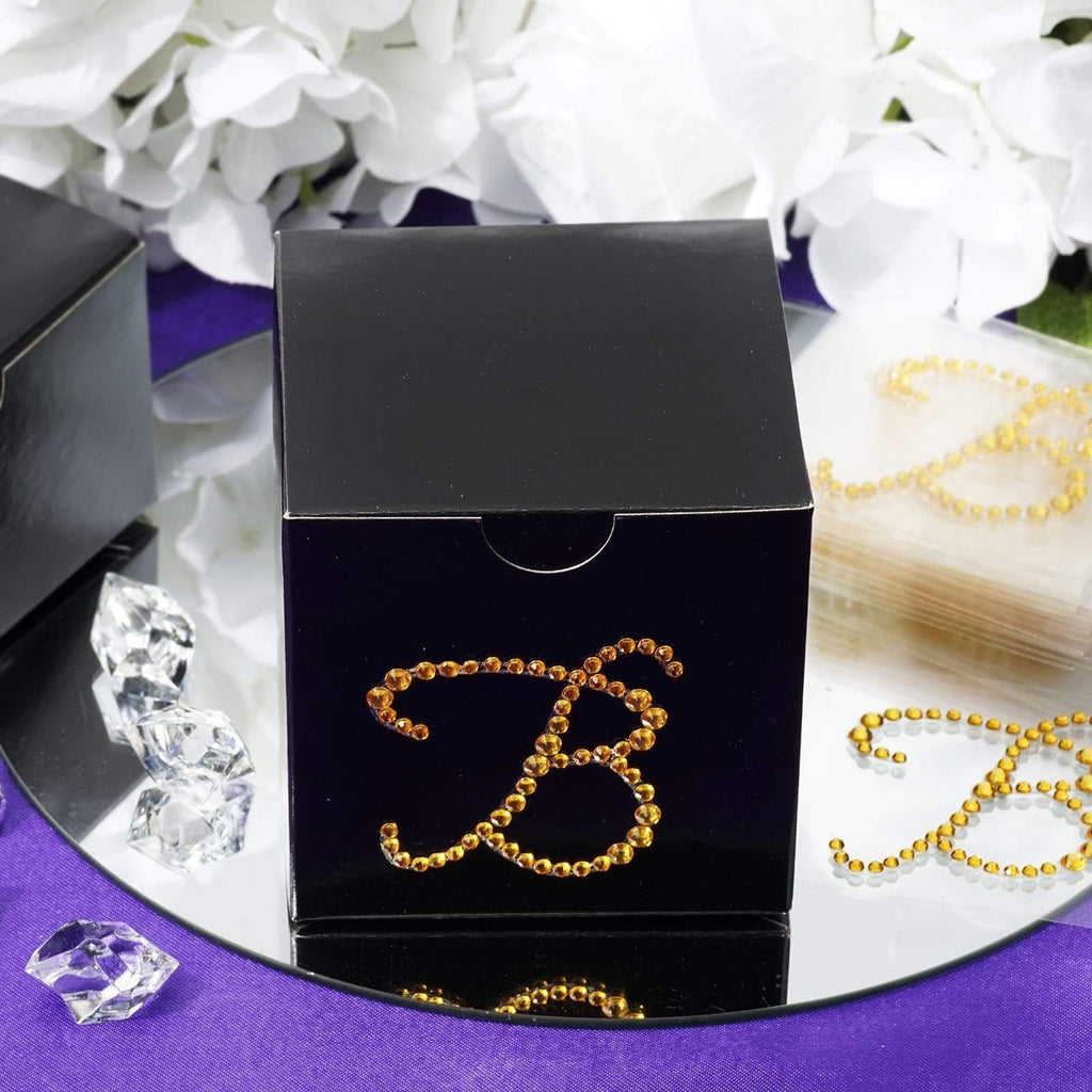 12 pcs Letter "A" Gold Rhinestones Gem Stickers