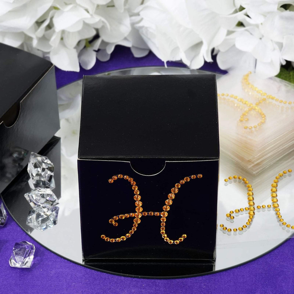 12 pcs Letter "F" Gold Rhinestones Gem Stickers