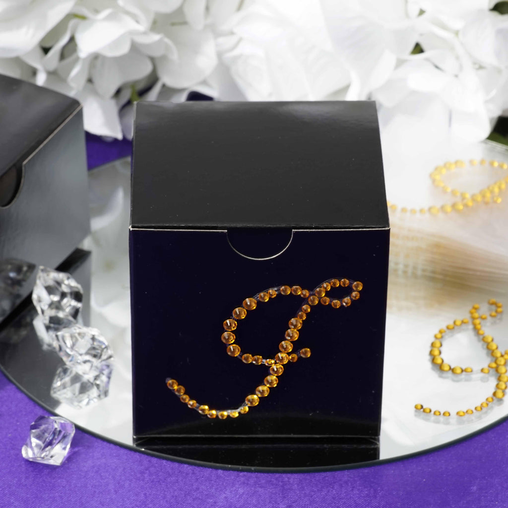 12 pcs Letter "H" Gold Rhinestones Gem Stickers