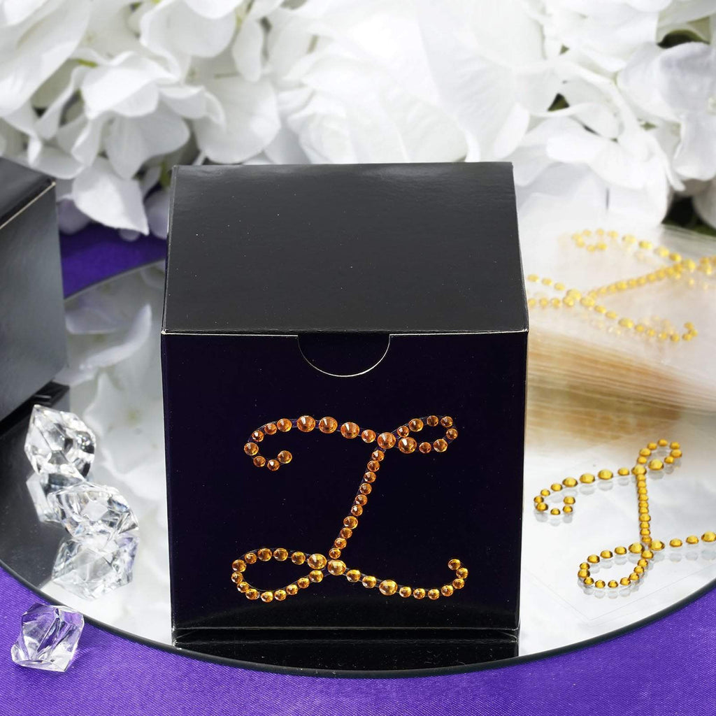 12 pcs Letter "I" Gold Rhinestones Gem Stickers