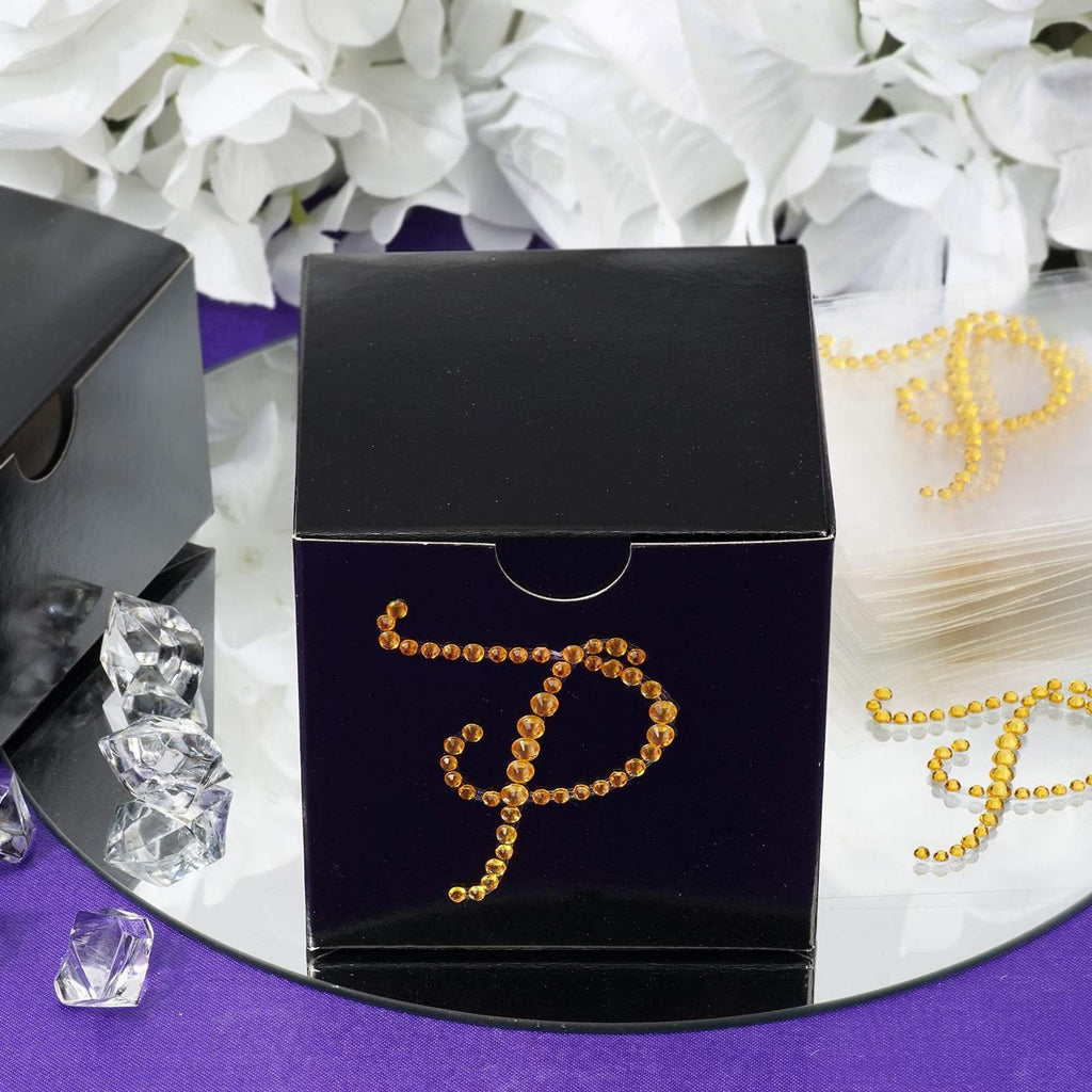 12 pcs Letter "M" Gold Rhinestones Gem Stickers