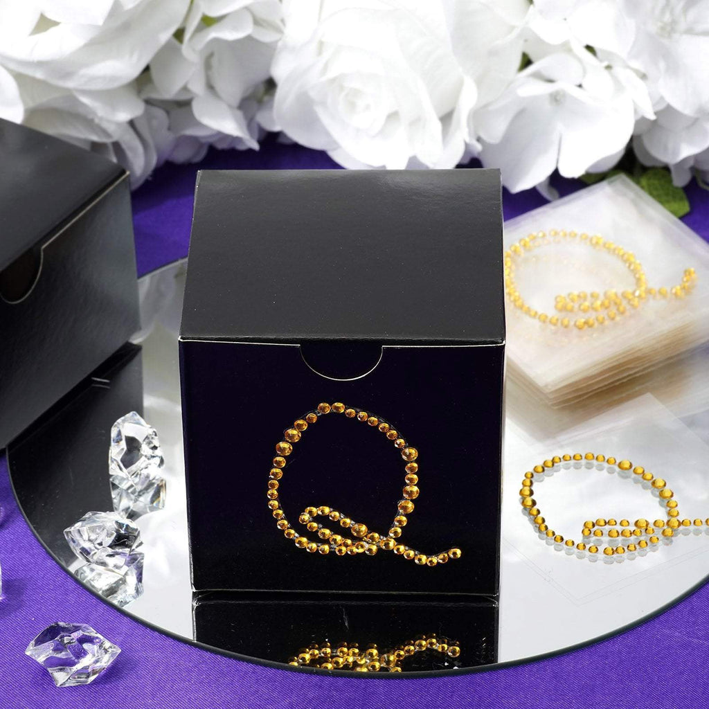 12 pcs Letter "M" Gold Rhinestones Gem Stickers