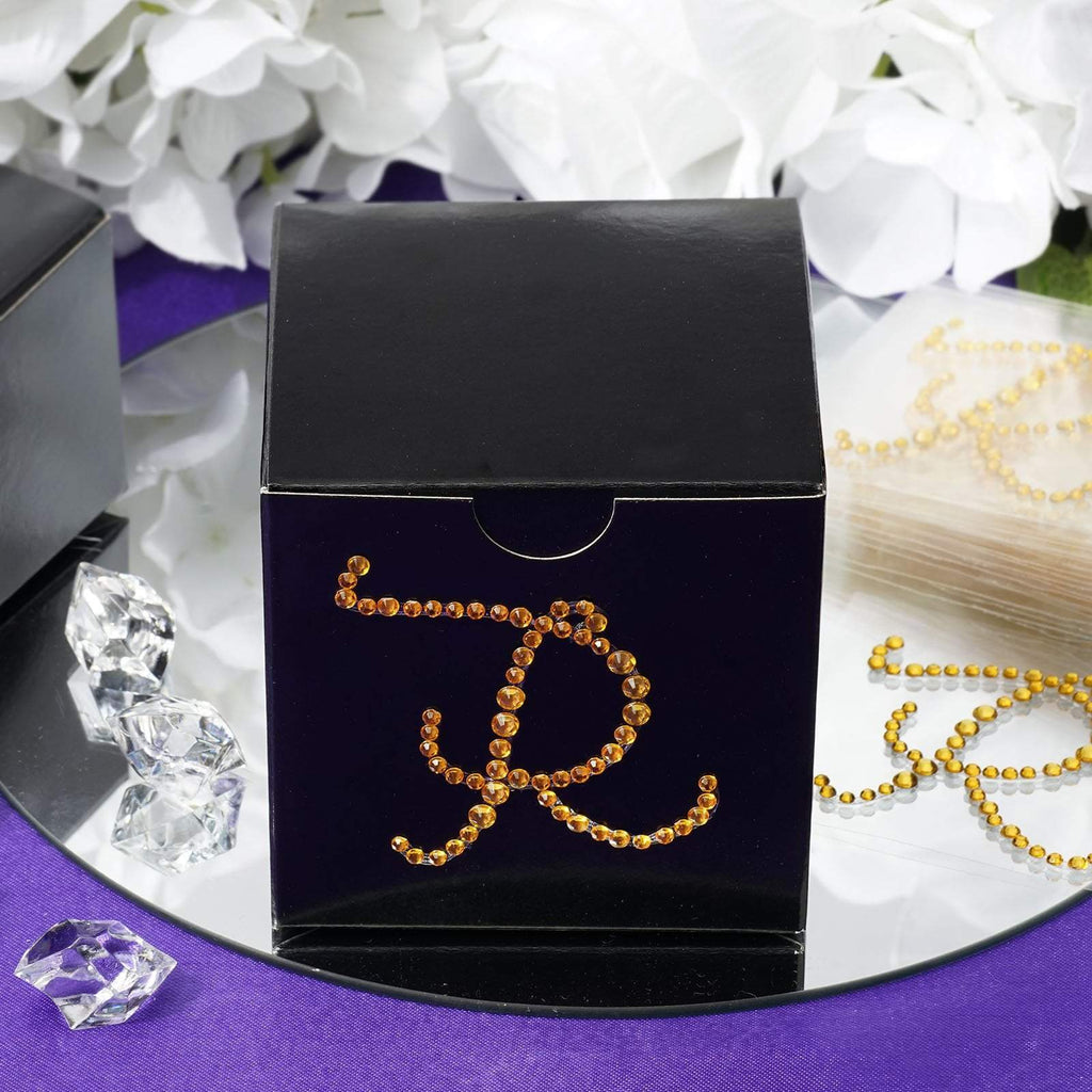 12 pcs Letter "N" Gold Rhinestones Gem Stickers