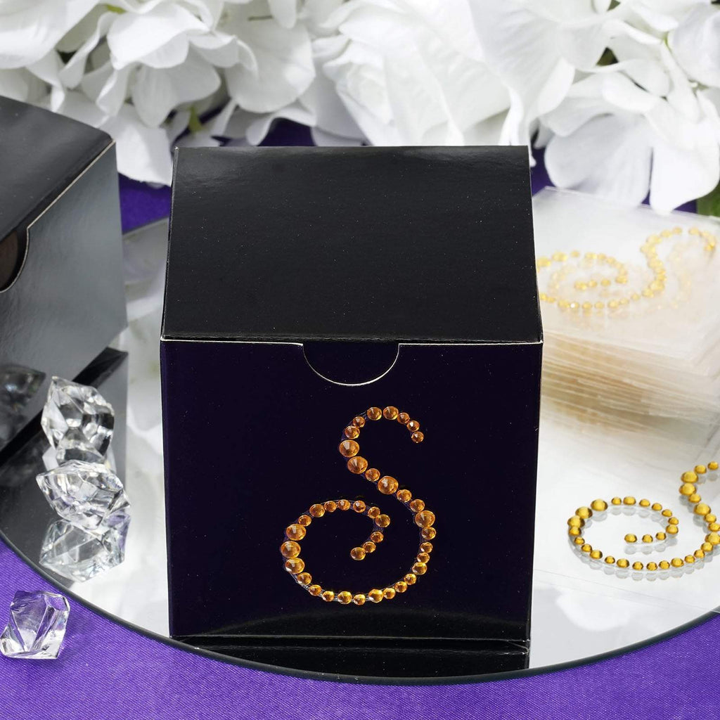 12 pcs Letter "O" Gold Rhinestones Gem Stickers