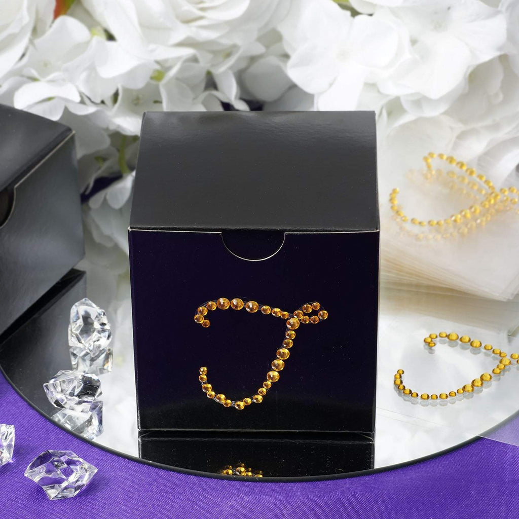 12 pcs Letter "O" Gold Rhinestones Gem Stickers