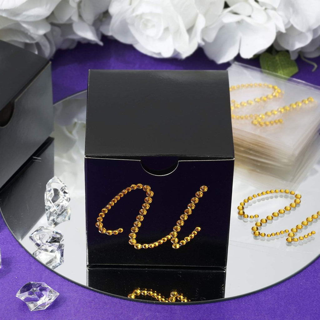 12 pcs Letter "P" Gold Rhinestones Gem Stickers
