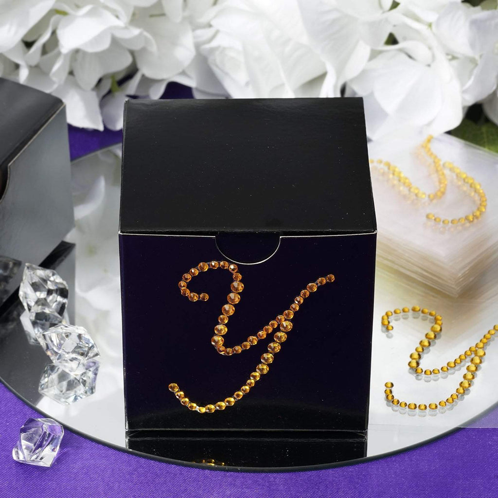 12 pcs Letter "T" Gold Rhinestones Gem Stickers
