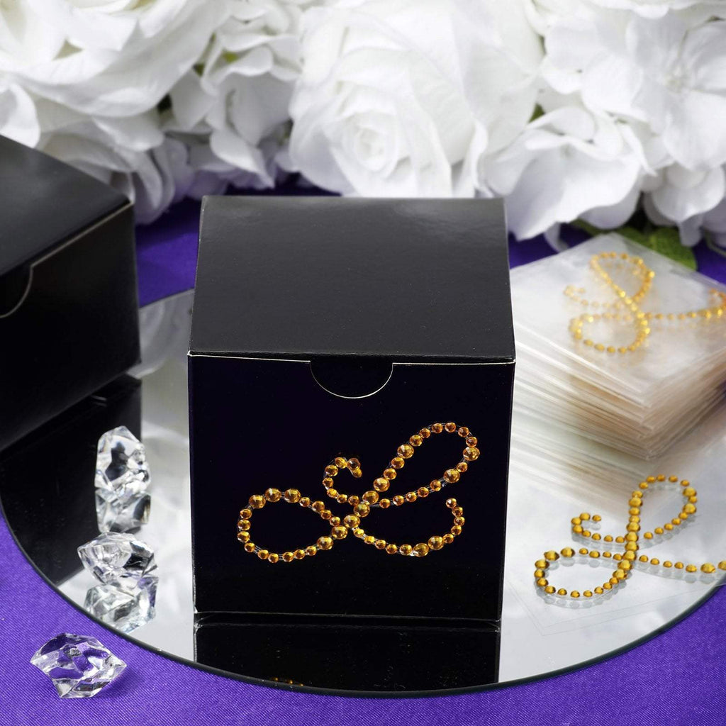 12 pcs Letter "U" Gold Rhinestones Gem Stickers